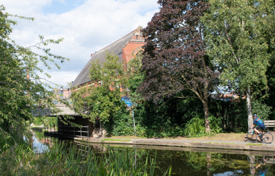 View of the bridge over the Erewash Canal in Sandiacre Village Centre