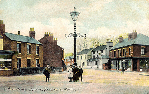 Old postcard showing Sandiacre Post Office Square