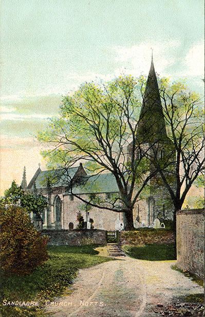 An old postcard of St. Giles' Church