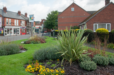Flower Beds and Village Sign in Sandiacre Village Centre